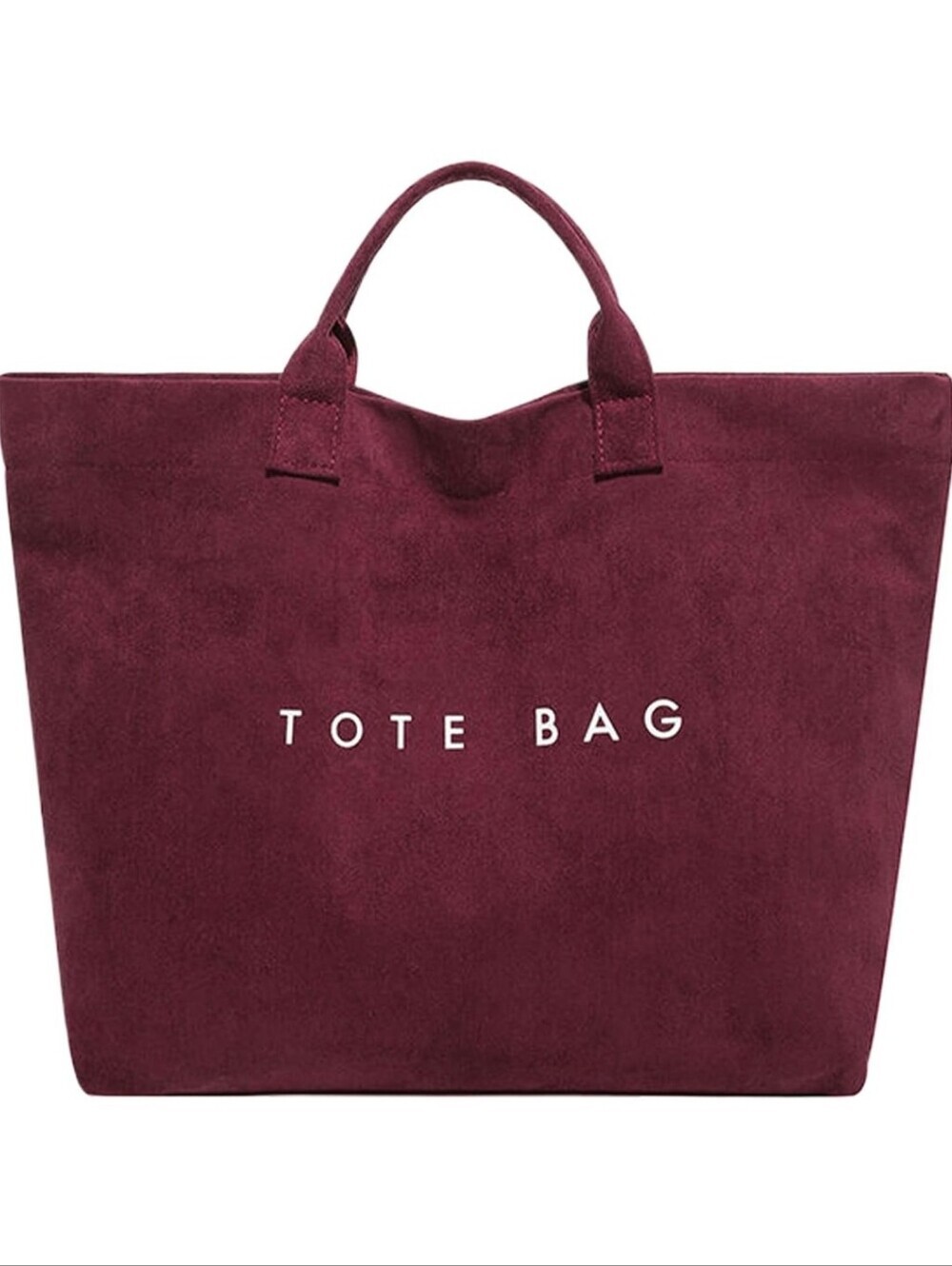 Burgundy Tote Bag - Everyday Suede Carryall - Picture 2 of 6